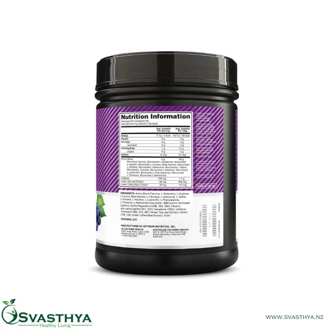 Optimum Nutrition Amino Energy - 65 Servings | Concorde Grape | Nutritional Information