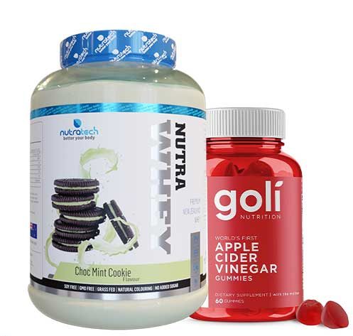 Nutratech Nutra Whey Choc Mint Cookie + Goli Nutrition Apple Cider Vinegar Gummies